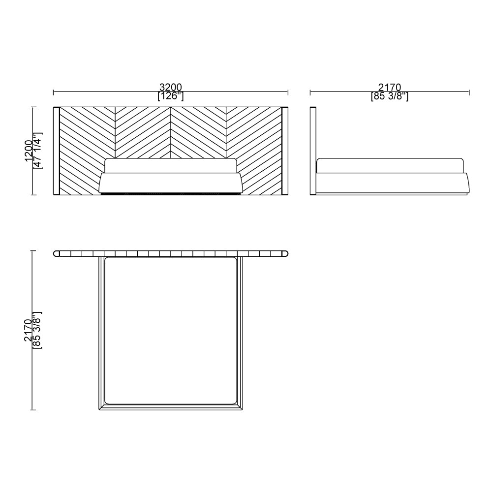 CUBED002 Platform Bed Frame with Headboard Custom