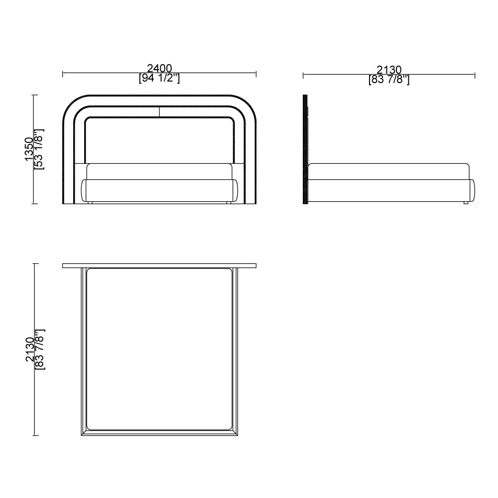 CUBED003 Platform Upholstered Bed Frame with Headboard