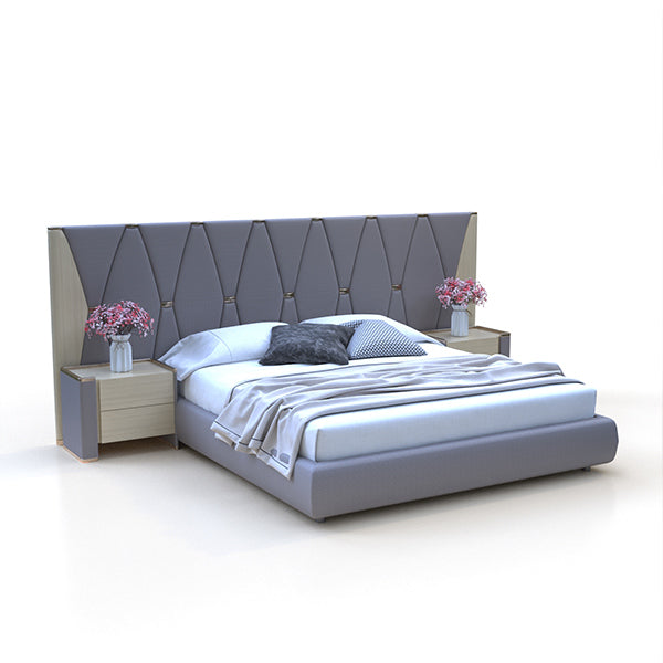 CUBED004 Platform Bed Frame with Headboard Upholstered