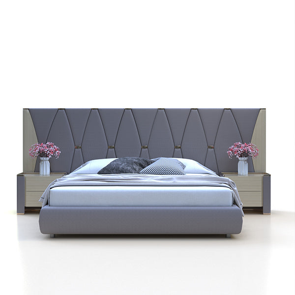 CUBED004 Platform Bed Frame with Headboard Upholstered