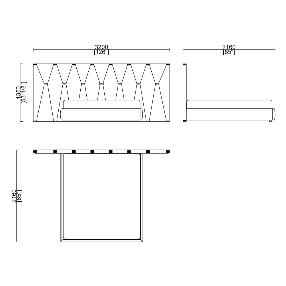 CUBED004 Platform Bed Frame with Headboard Upholstered