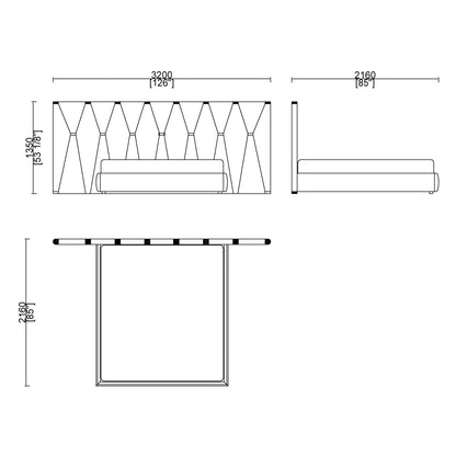 CUBED004 Platform Bed Frame with Headboard Upholstered