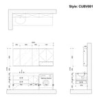 CUBV001 Bath Vanity with Wall Hung Cabinet