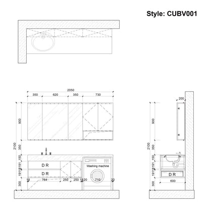 CUBV001 Bath Vanity with Wall Hung Cabinet