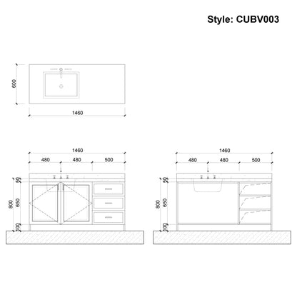 CUBV003 Bathroom Vanity Storage Cabinet with Mirror