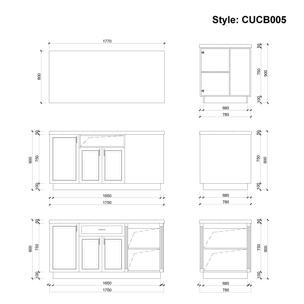 CUCB005 Kitchen Center Island Sideboard Cabinet Storage