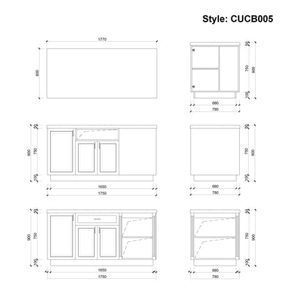 CUCB005 Kitchen Center Island Sideboard Cabinet Storage