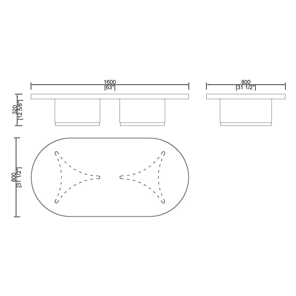 CUCJ002 Oval Coffee Table for Living Room