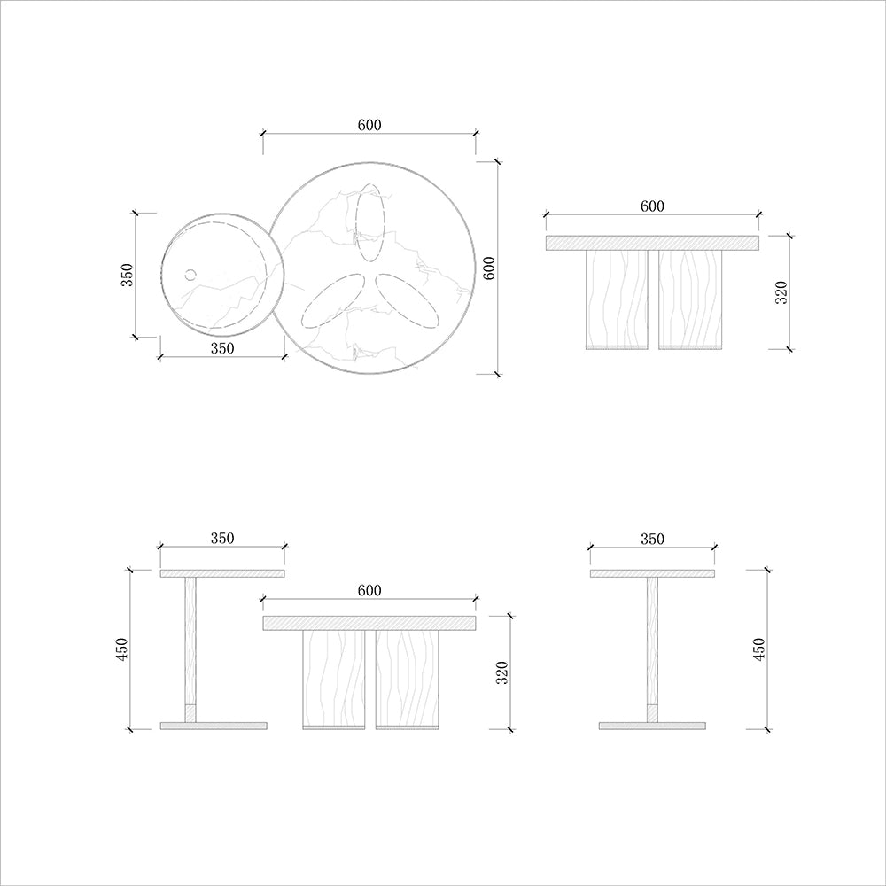 CUCJ012 Round Nesting Cocktail Coffee Tables Set