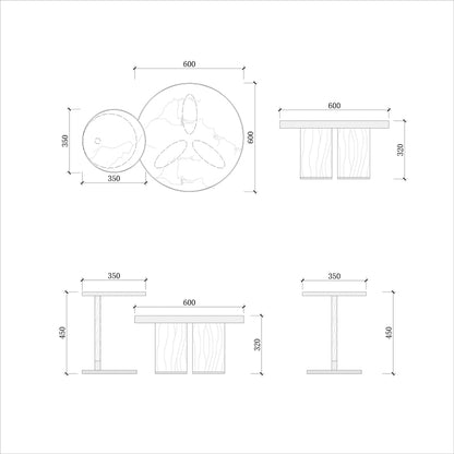 CUCJ012 Round Nesting Cocktail Coffee Tables Set