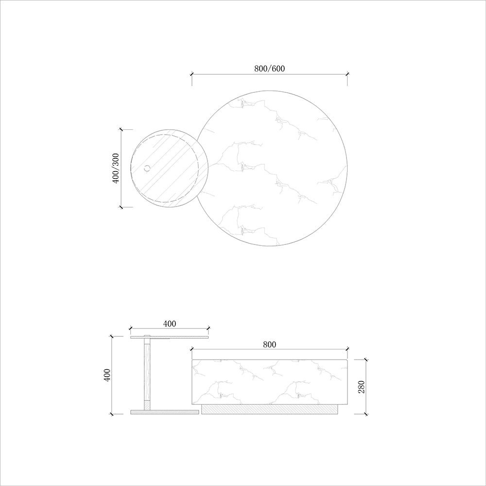 CUCJ013 Custom Nesting Coffee Table Marble Top