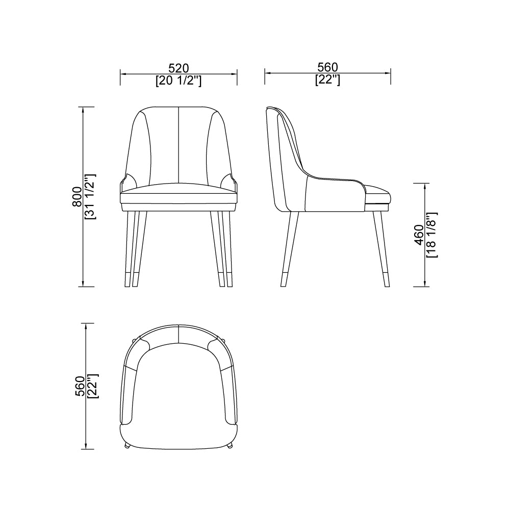 CUCY002 Upholstered Dining Chair with Wooden Legs