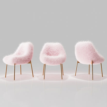 CUCY010 Pink Faux Fur Chair with Metal Legs