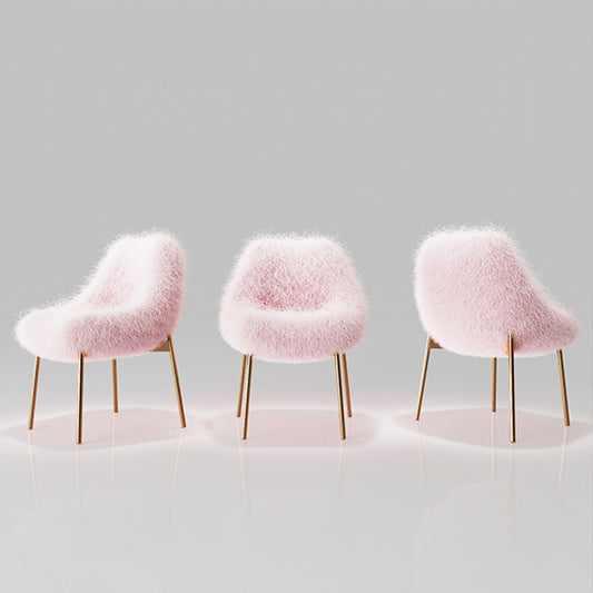 CUCY010 Pink Faux Fur Chair with Metal Legs