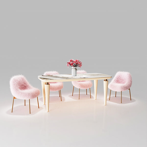 CUCY010 Pink Faux Fur Chair with Metal Legs