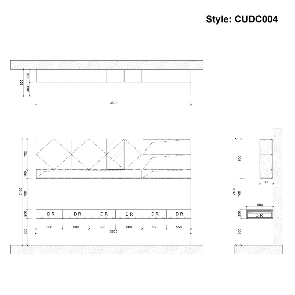 CUDC004 Custom Wall Hung Cabinet with Floating Desk