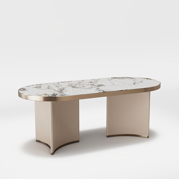 CUDT001 Oval Dining Table Marble Top