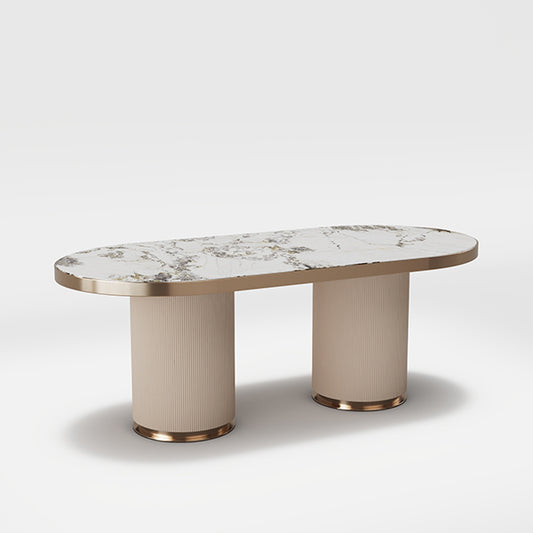 CUDT002 Pedestal Dining Table Marble Top