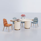 CUDT002 Pedestal Dining Table Marble Top