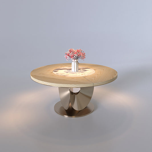 CUDT004 Wood Round Dining Table Metal Base