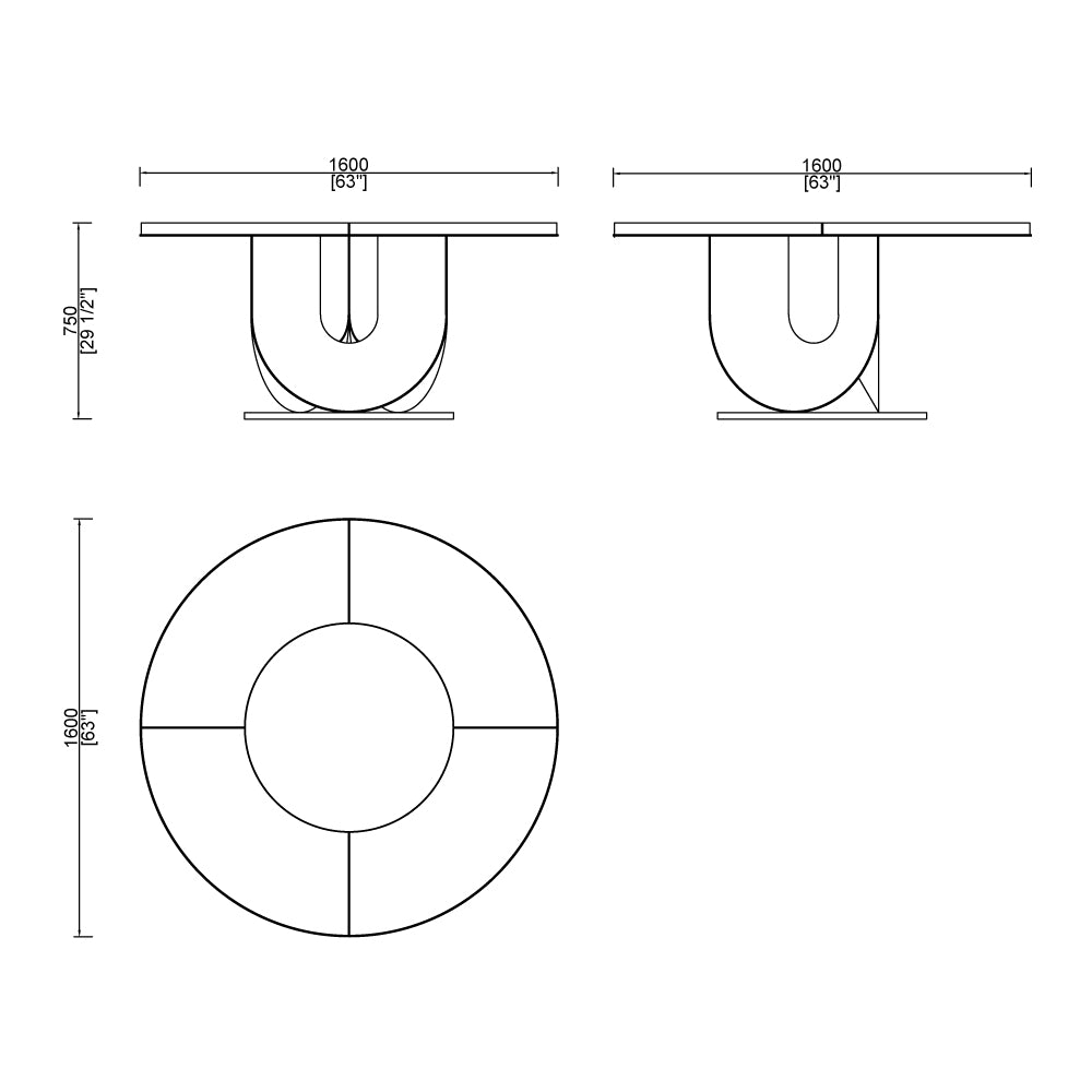 CUDT004 Wood Round Dining Table Metal Base