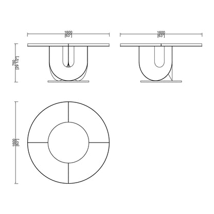 CUDT004 Wood Round Dining Table Metal Base