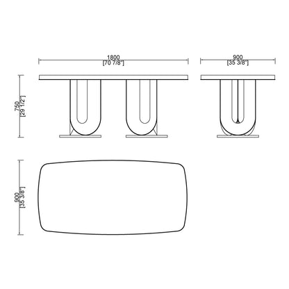 CUDT005 Morden Wooden Dining Table Metal Base