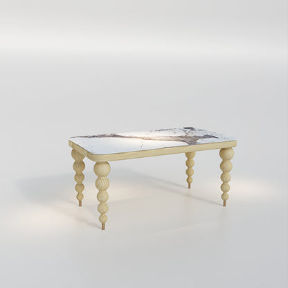 CUDT006 Marble Dining Table Wooden Legs