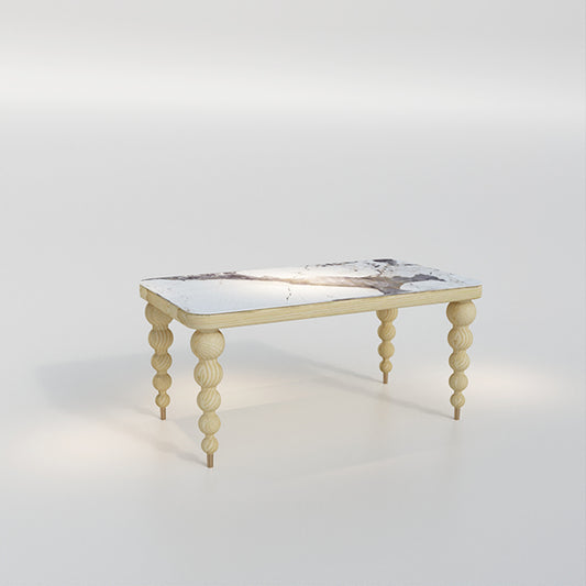 CUDT006 Marble Dining Table Wooden Legs