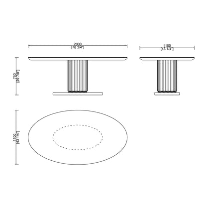 CUDT008 Oval Marble Table for Kitchen and Dining