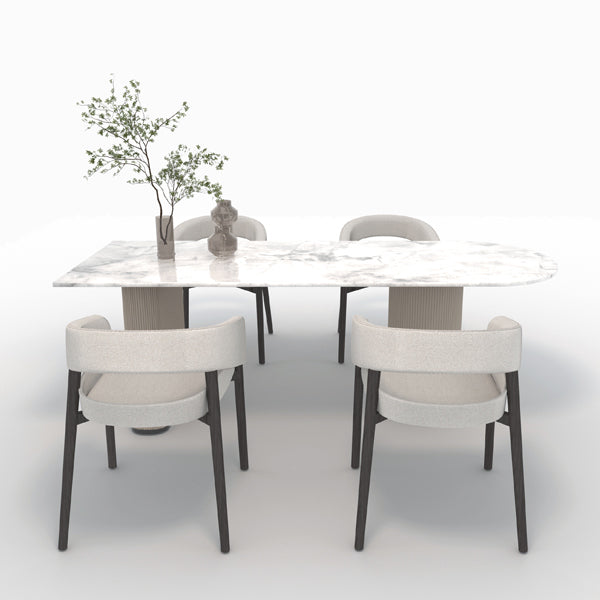 CUDT012 White Marble Kitchen Dining Table Customized