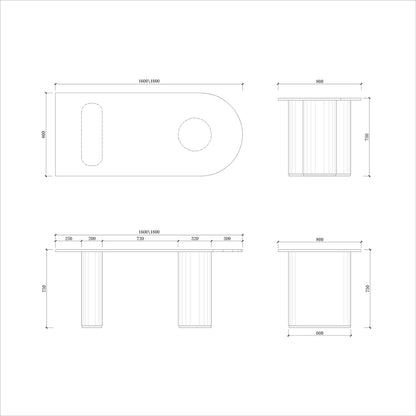 CUDT012 White Marble Kitchen Dining Table Customized