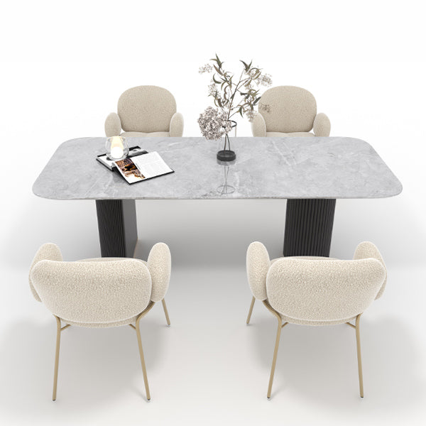 CUDT015 Rectangle Kitchen Dining Table Marble Top