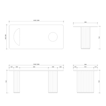 CUDT015 Rectangle Kitchen Dining Table Marble Top