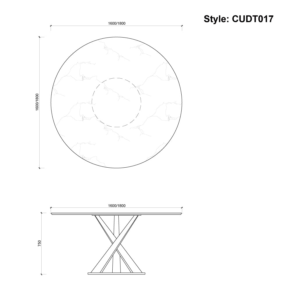 CUDT017 Kitchen Round Marble Dining Table Restaurant