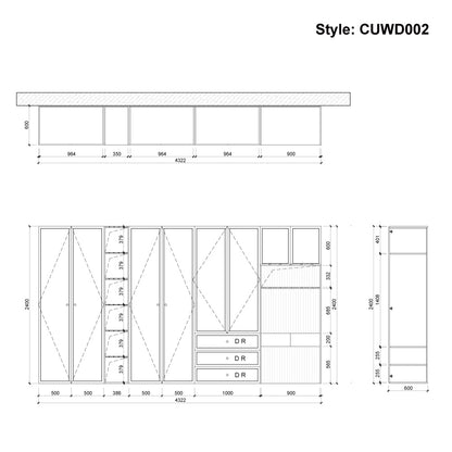 CUWD002 Custom Made Wardrobe Cabinet Storage