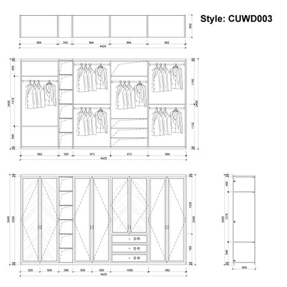 CUWD003 Built In Wardrobes Wall Cabinet Storage