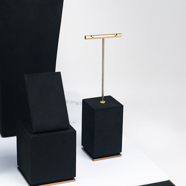 DS059 Black Jewellery Display Stand Set with Marble