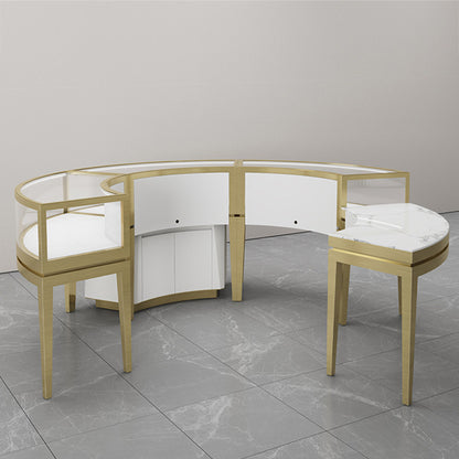 TBL010 Curved Metal Table with Marble Top