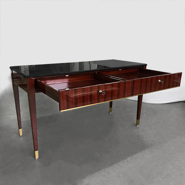 TBL001 Table Desk with Drawer, Black Marble Table Top