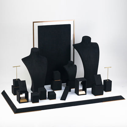 DS059 Black Jewellery Display Stand Set with Marble